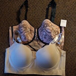 Two Bustier Corset Bralette SIZE L @NWT PINK +CREAM